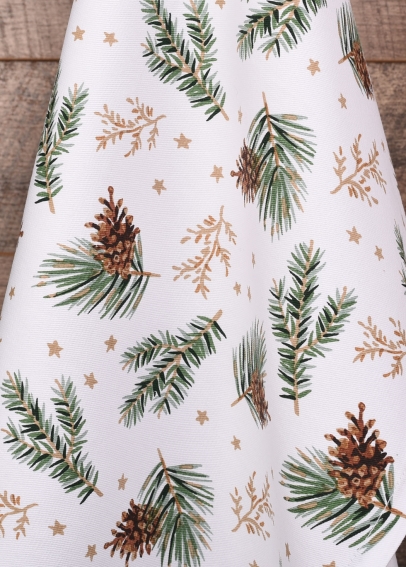 Detail motívu ihličnatých vetvičiek sa šiškami - utierka UT55 (2)