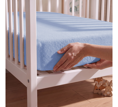 Froté plachta PREMIUM do postieľky FD2 – blankytná – 60–70 × 120–140 cm
