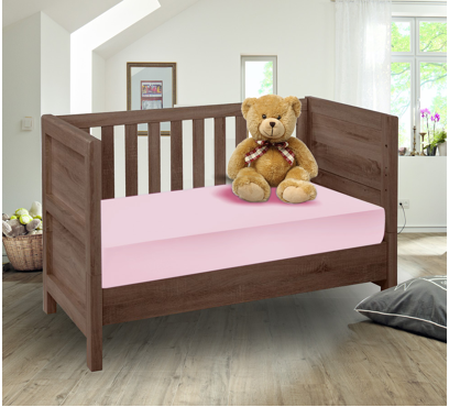 Jersey plachta s lycrou do postieľky JD22 – ružová – 60–70 × 120–140 cm