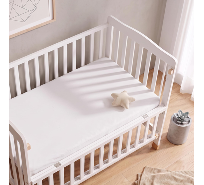 Jersey plachta s lycrou do postieľky JD1 – biela – 60–70 × 120–140 cm