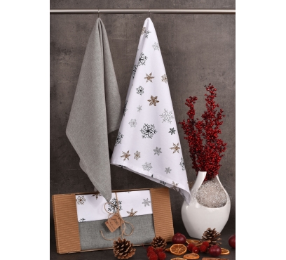 Bavlnené utierky so zimným motívom snehových vločiek (UT42) - JIMI Textil