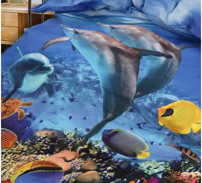 Obrazová posteľná súprava s motívom DELFÍNY (2)