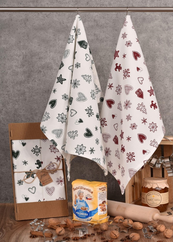 Vianočné bavlnené utierky a motívom perníčkov (UT43) - JIMI Textil