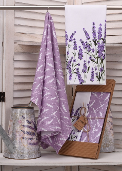 Savé bavlnené utierky UT58 - Motív levanduľa - JIMI Textil